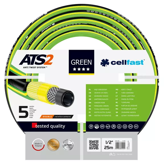 Cellfast ATS2 Green 5 rétegű locsolótömlő 1/2" 25 m 3250 g.